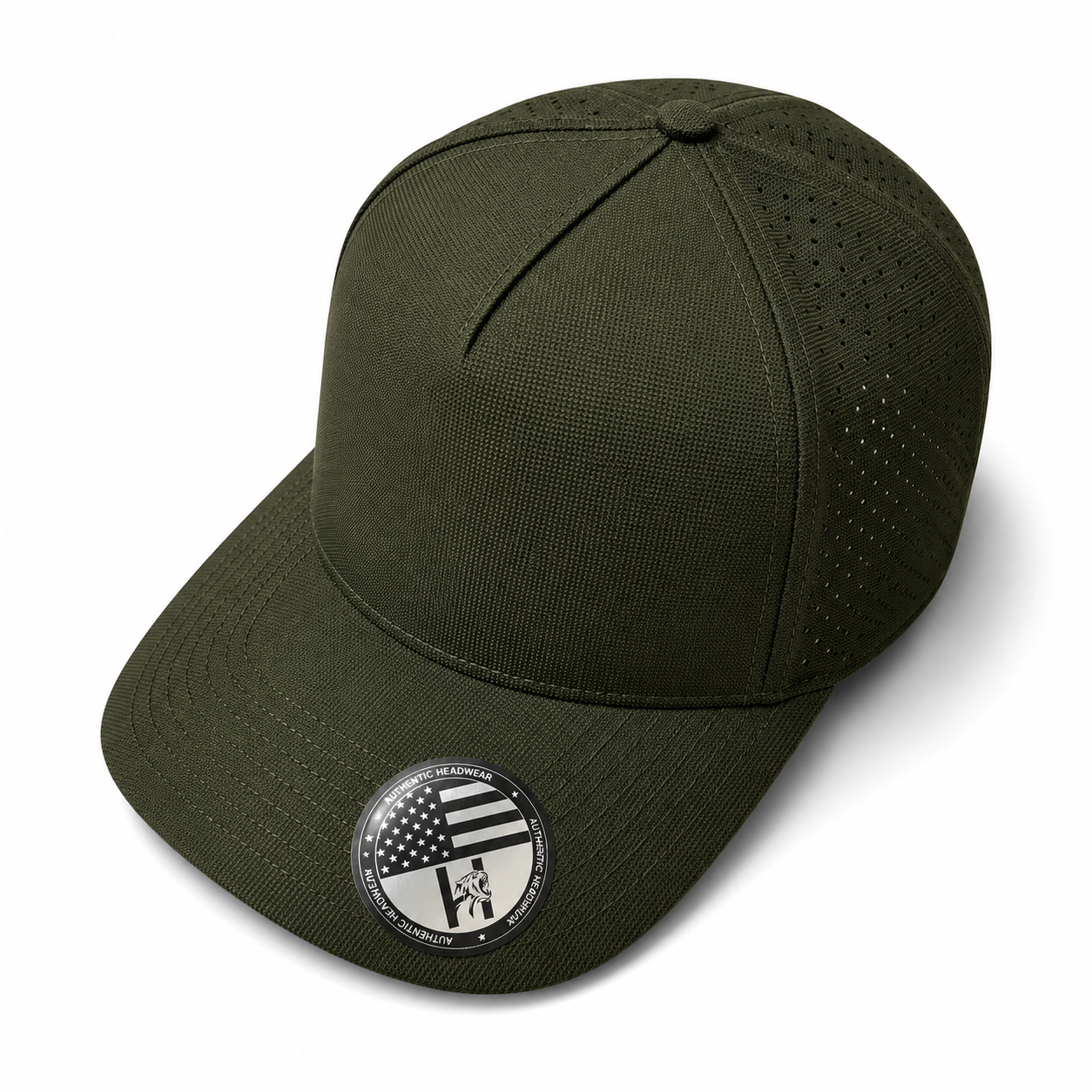 Olive 533L wholesale 5 panel laser perforated adjustable blank snapback cap