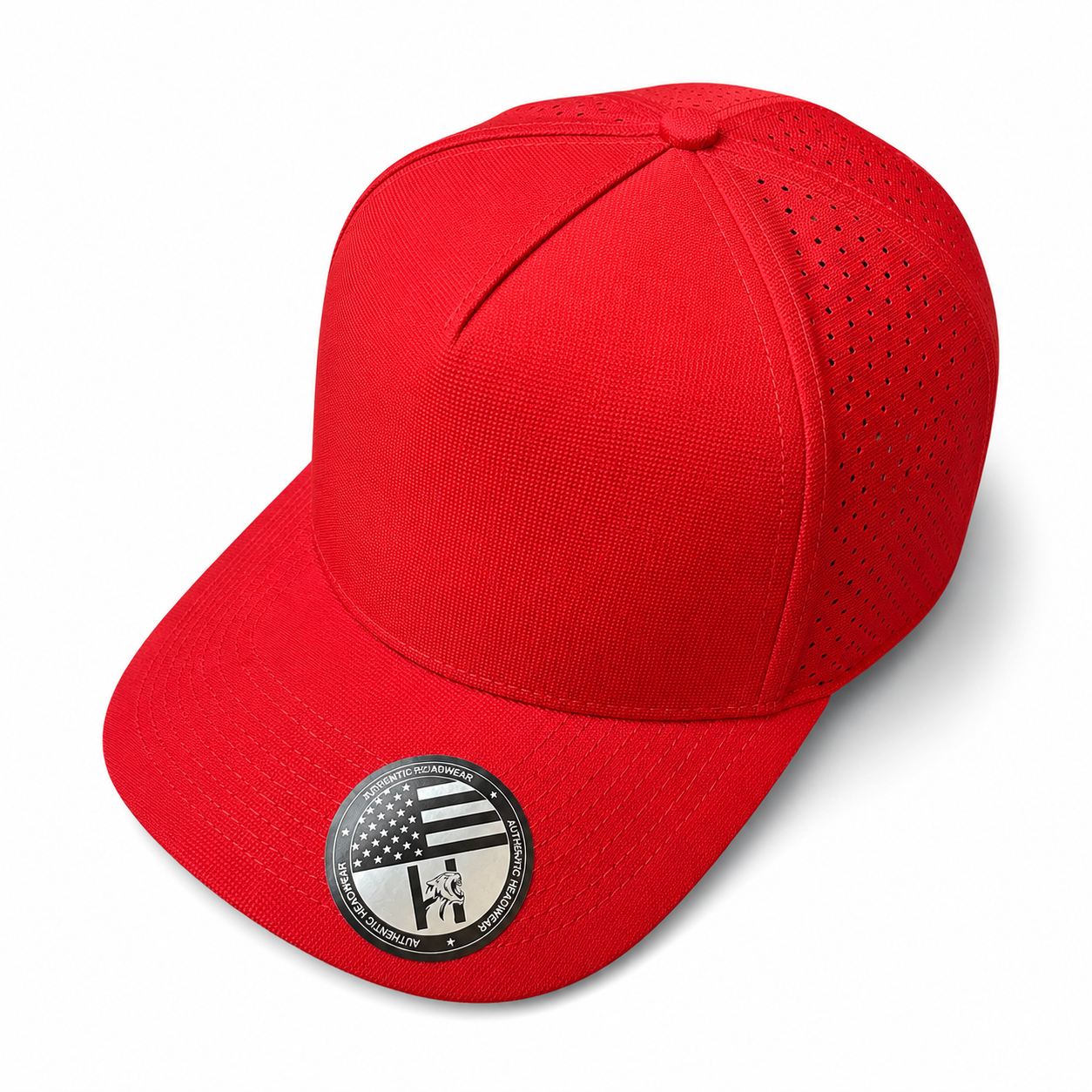 Red 533L wholesale 5 panel laser perforated adjustable blank snapback cap