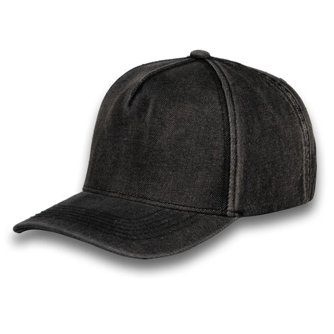 540 5 Panel Denim Snapback Cap Black Denim