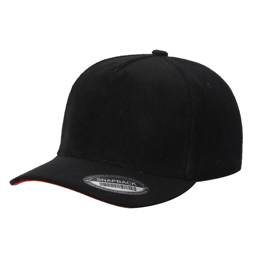 591 5 Panel Two-Tone Structured Snapback Cap Black