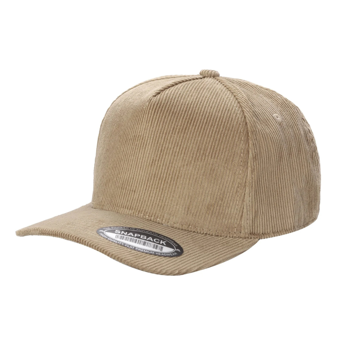 591 5 Panel Two-Tone Structured Snapback Cap Khaki
