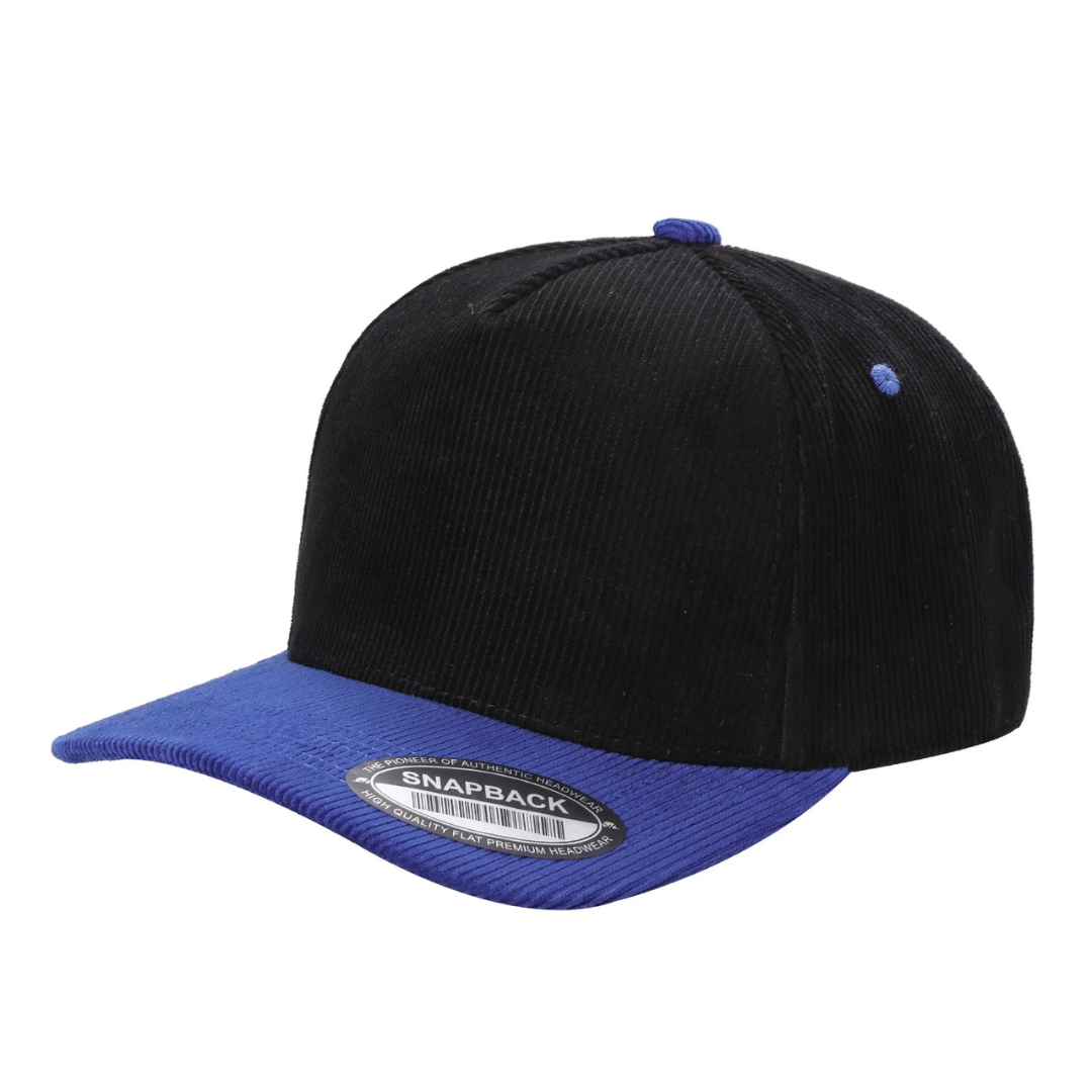591 5 Panel Two-Tone Structured Snapback Cap Black Royal