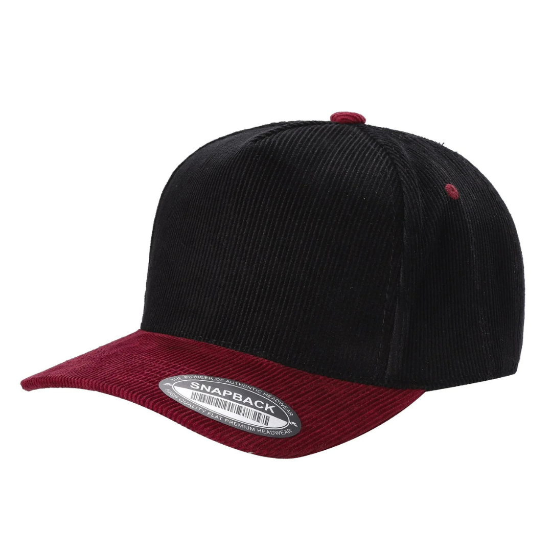 591 5 Panel Two-Tone Structured Snapback Cap Black Wine