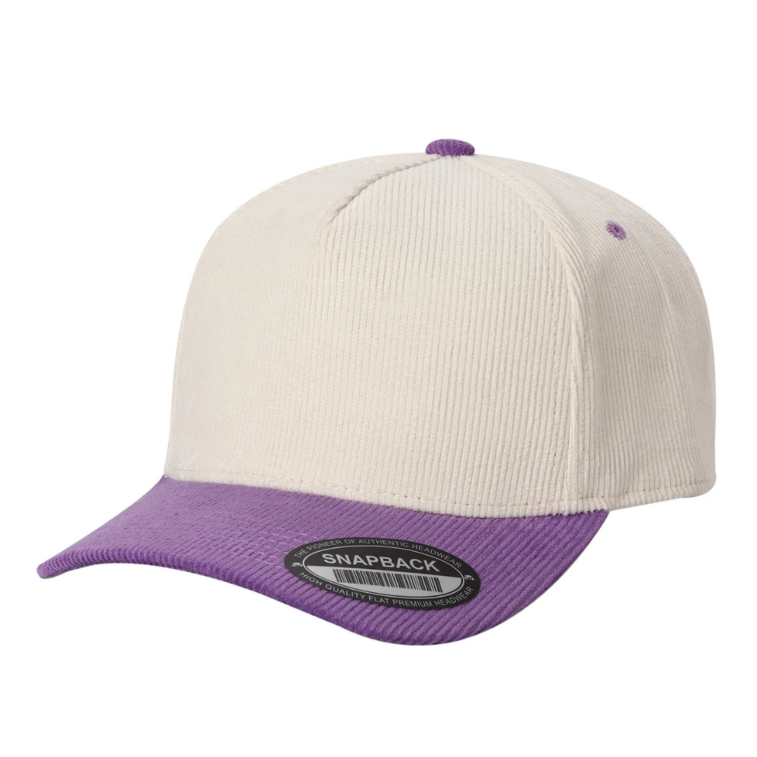 591 5 Panel Two-Tone Structured Snapback Cap Tan Lavender