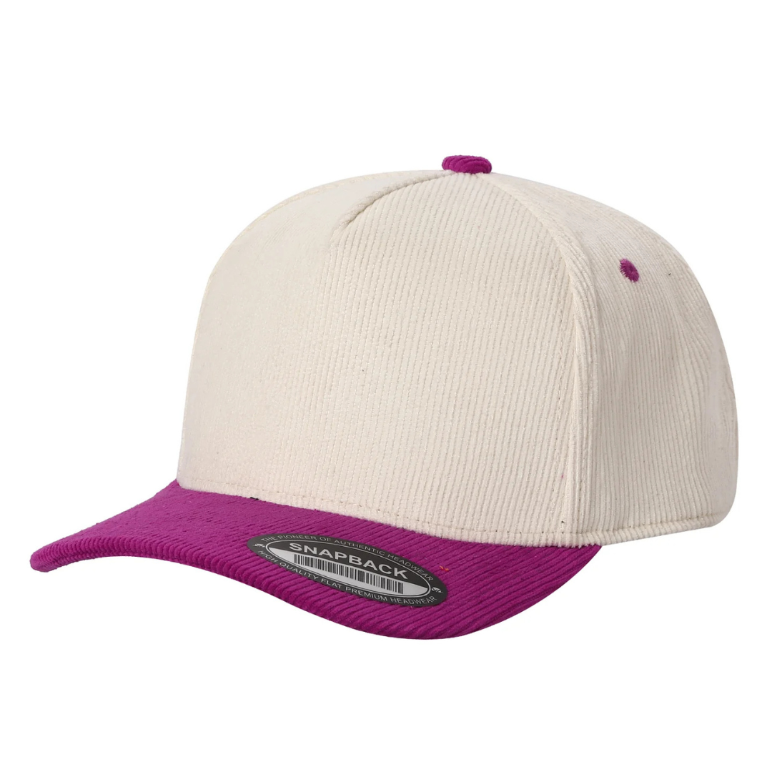 591 5 Panel Two-Tone Structured Snapback Cap Tan Pink