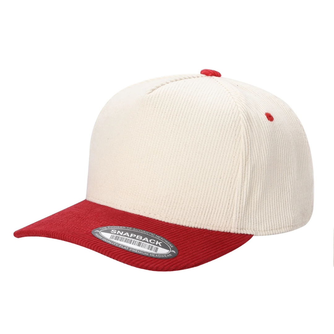 591 5 Panel Two-Tone Structured Snapback Cap Tan Red
