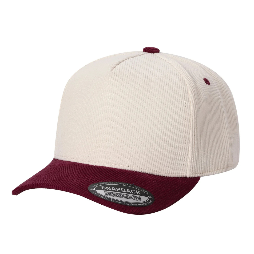 591 5 Panel Two-Tone Structured Snapback Cap Tan Wine