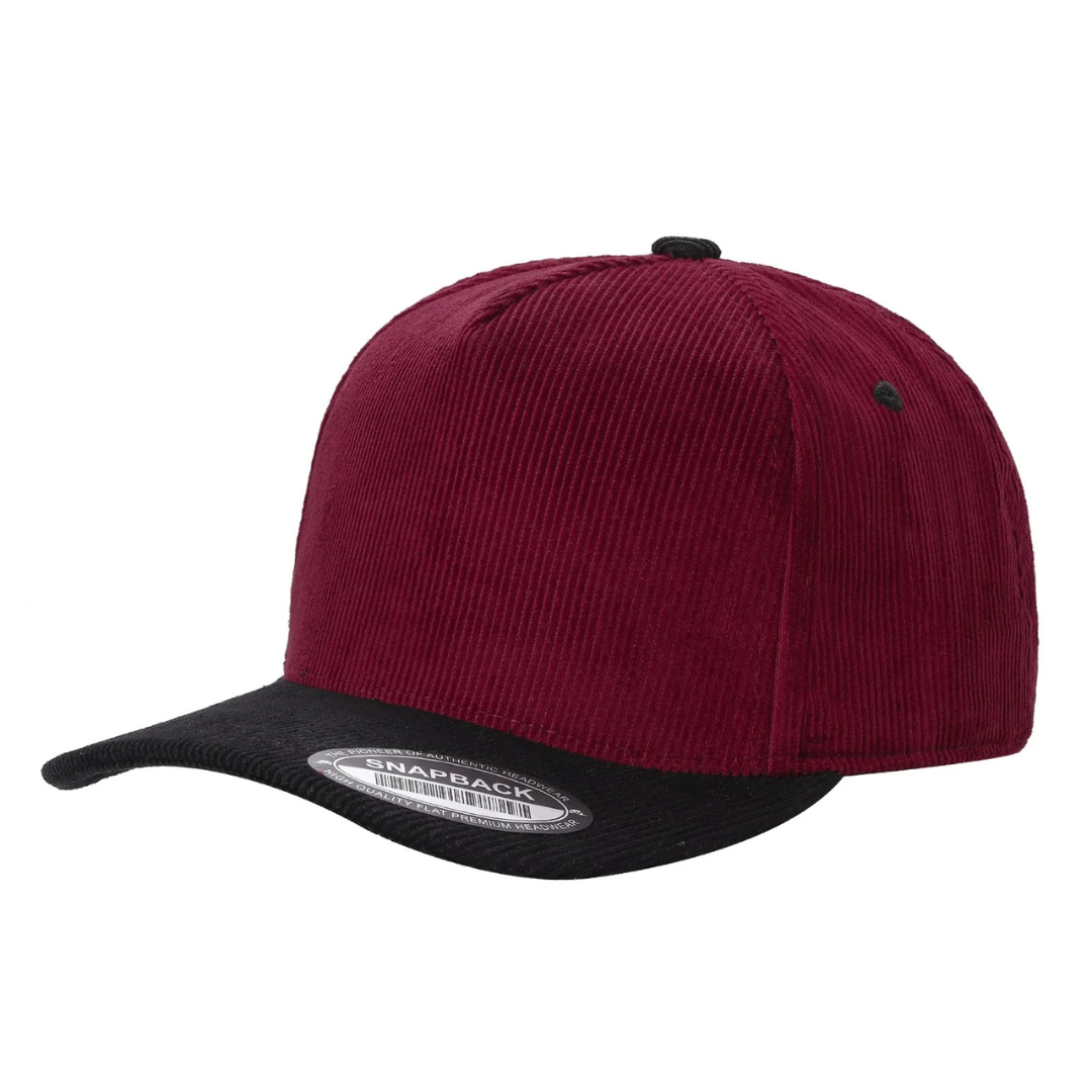 591 5 Panel Two-Tone Structured Snapback Cap Wine Black