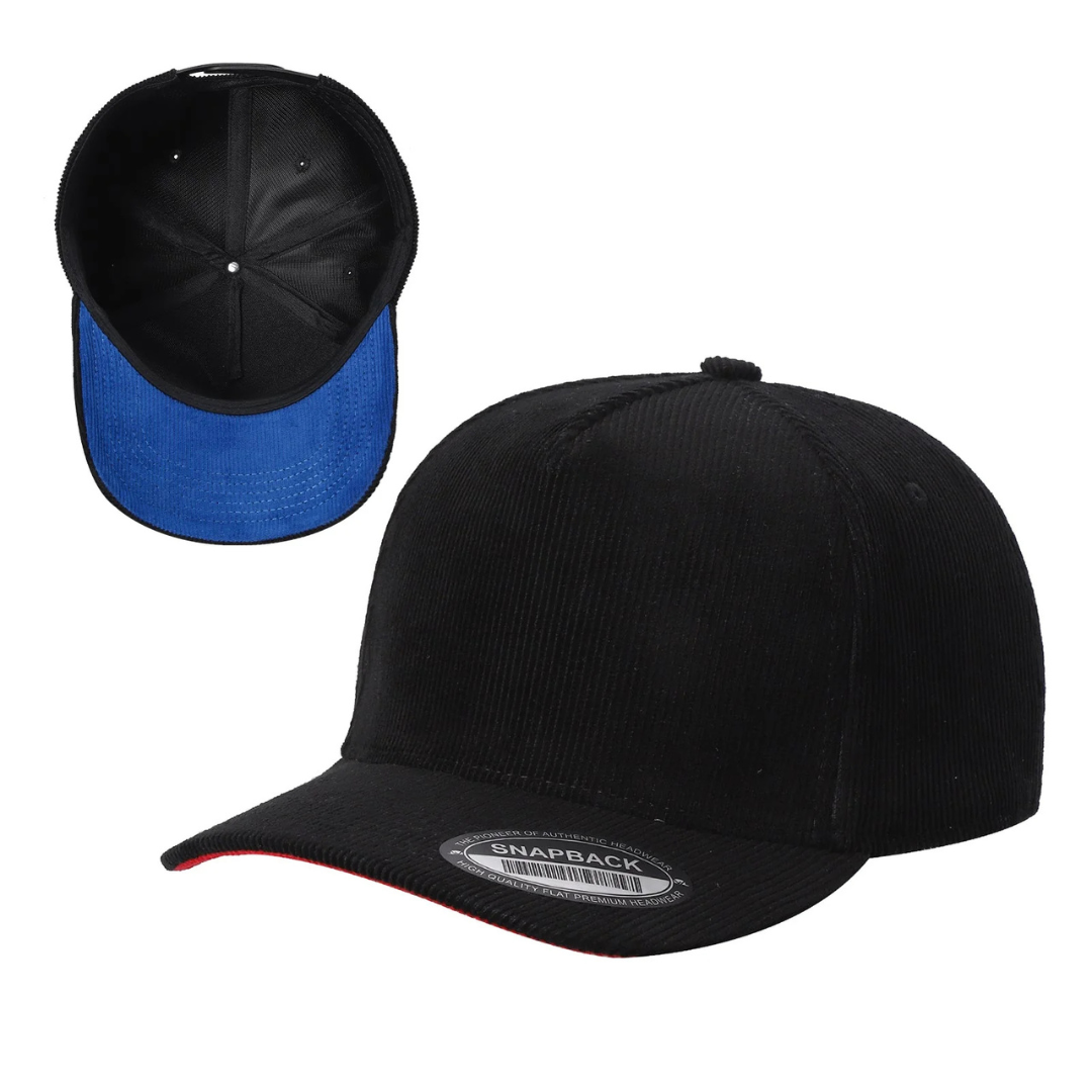 591 5 Panel Two-Tone Structured Snapback Cap Black Royal Mesh