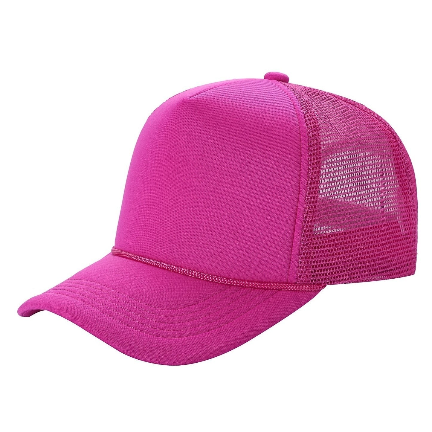 599 Adult 5 Panel Foam Trucker Cap Hot Pink