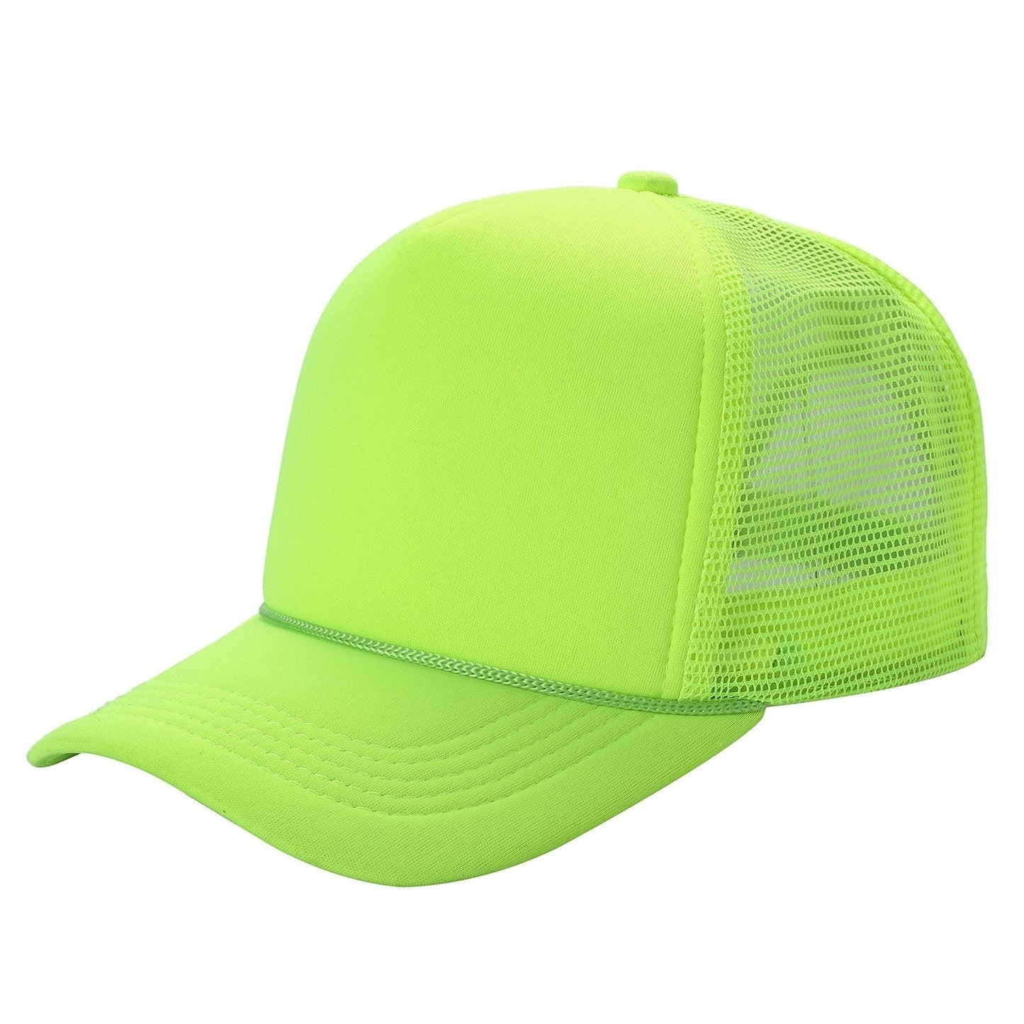 599 Adult 5 Panel Foam Trucker Cap Neon Yellow