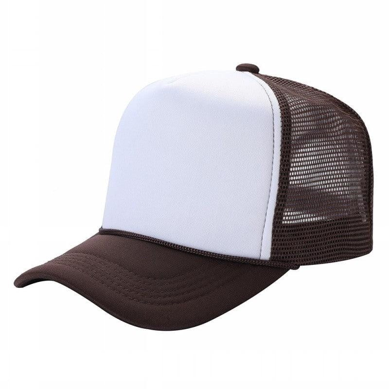 599 Adult 5 Panel Foam Trucker Cap White Brown