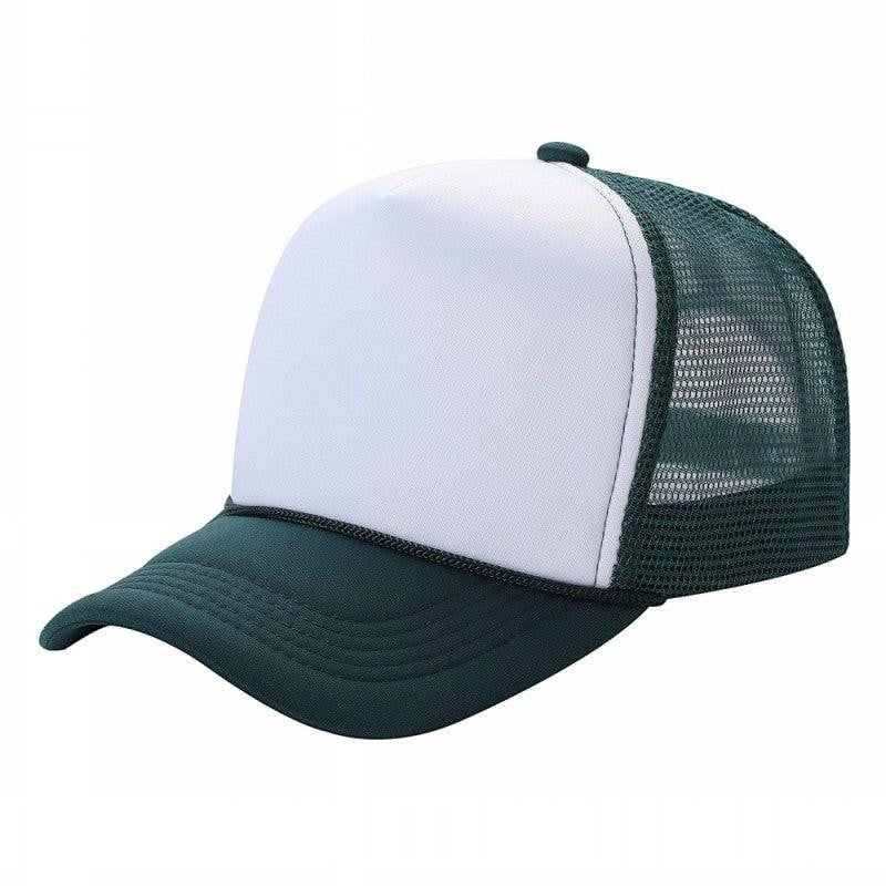 599 Adult 5 Panel Foam Trucker Cap White Dark Green