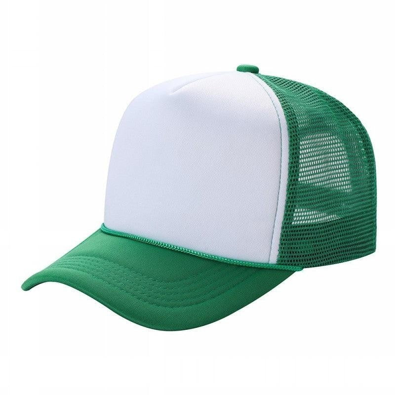 599 Adult 5 Panel Foam Trucker Cap White Kelly Green