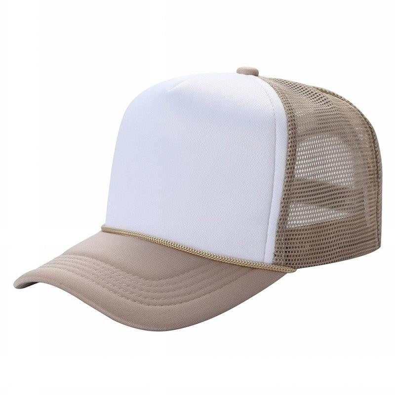 599 Adult 5 Panel Foam Trucker Cap White Khaki