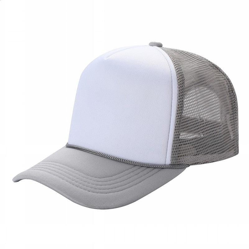 599 Adult 5 Panel Foam Trucker Cap White Light Grey