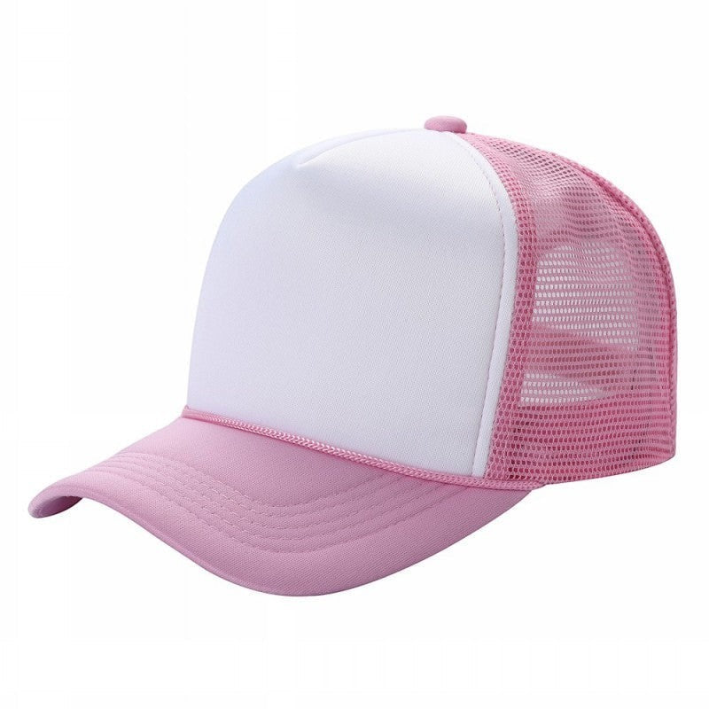599 Adult 5 Panel Foam Trucker Cap White Light Pink