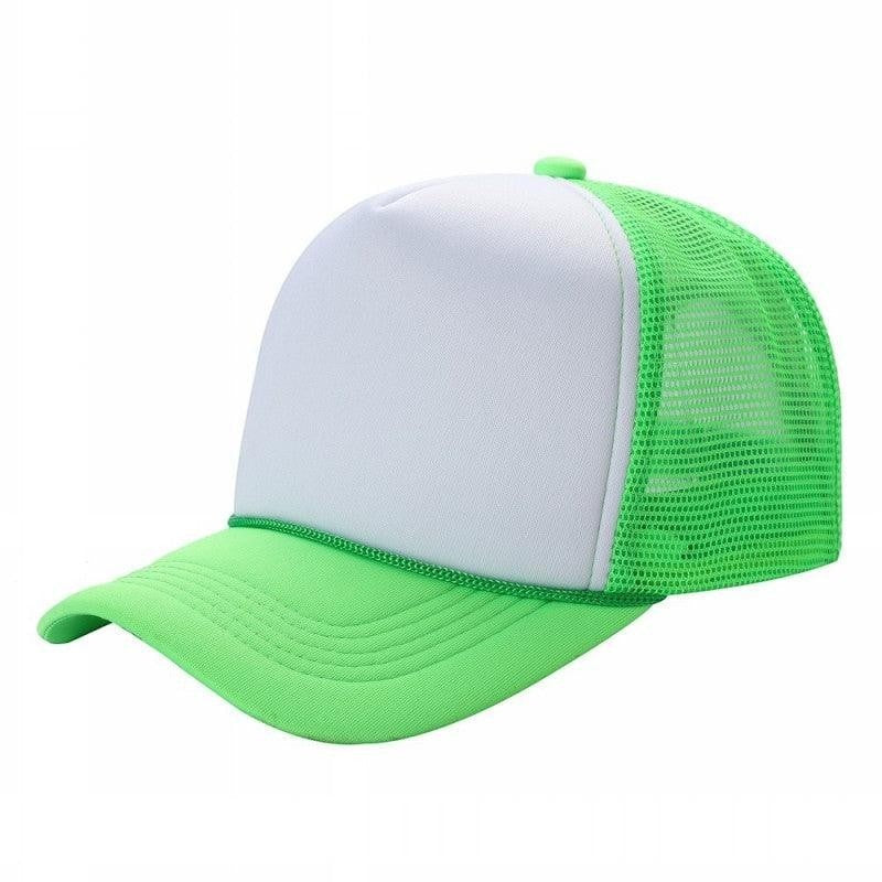 599 Adult 5 Panel Foam Trucker Cap White Neon Green