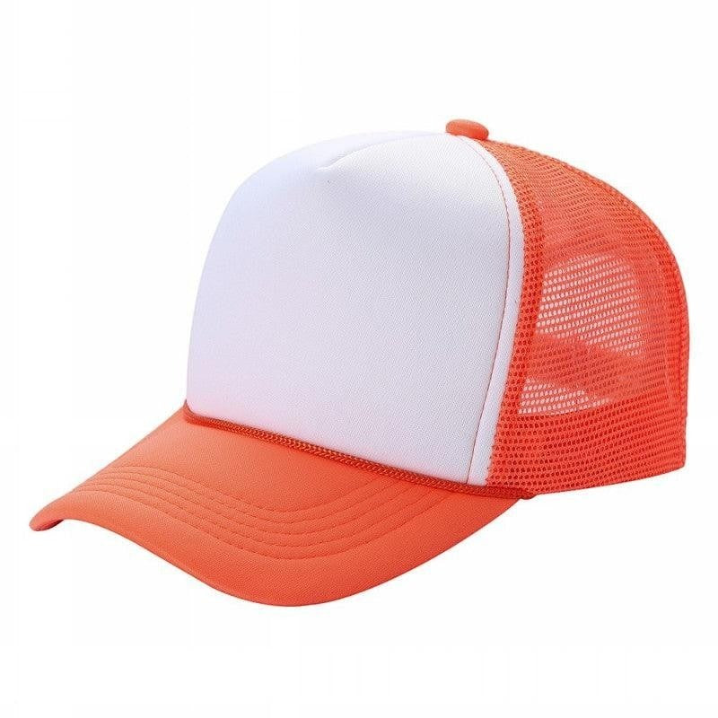 599 Adult 5 Panel Foam Trucker Cap White Orange