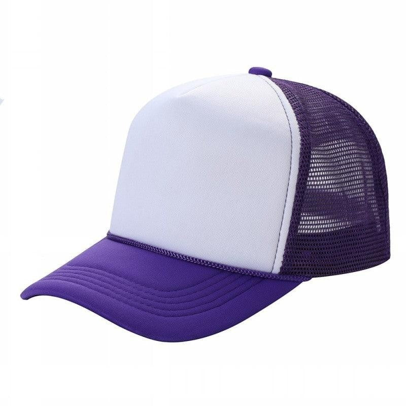 599 Adult 5 Panel Foam Trucker Cap White Purple
