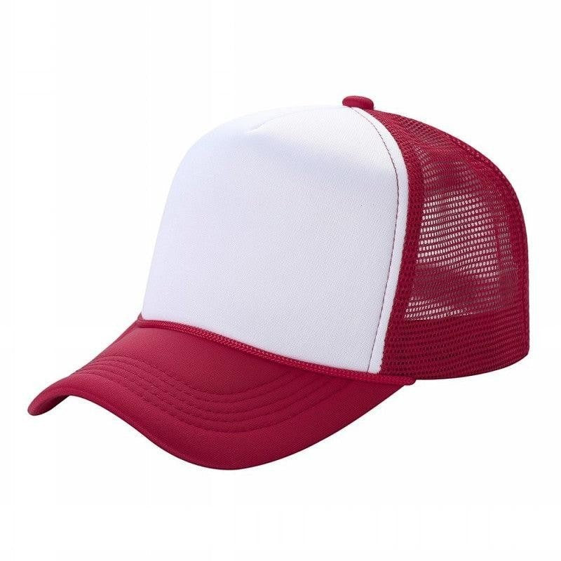 599 Adult 5 Panel Foam Trucker Cap White Red