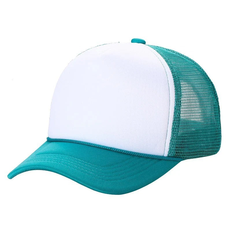 599 Adult 5 Panel Foam Trucker Cap White Teal