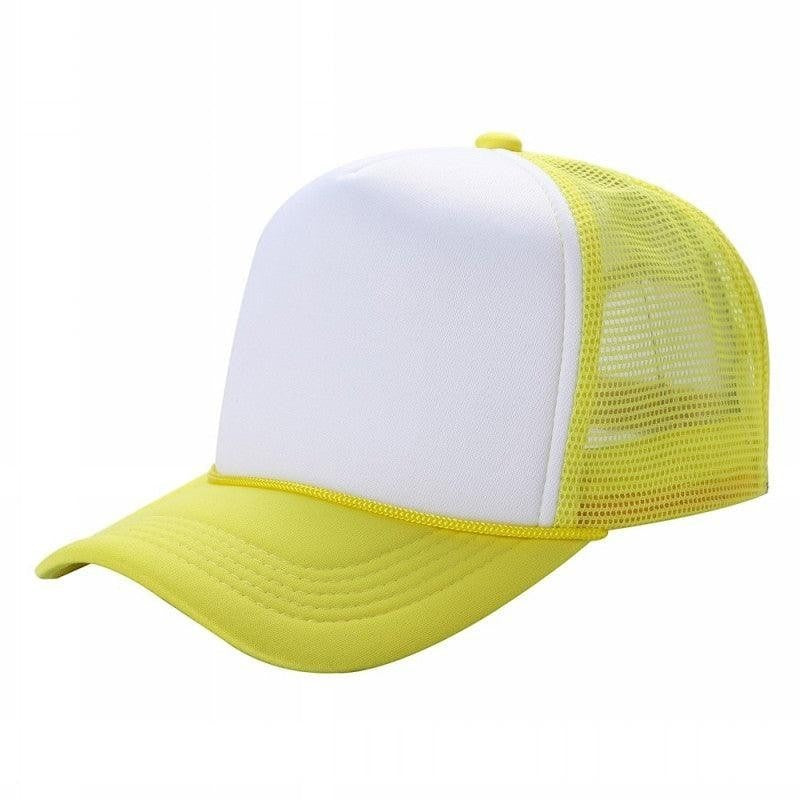 599 Adult 5 Panel Foam Trucker Cap White Yellow
