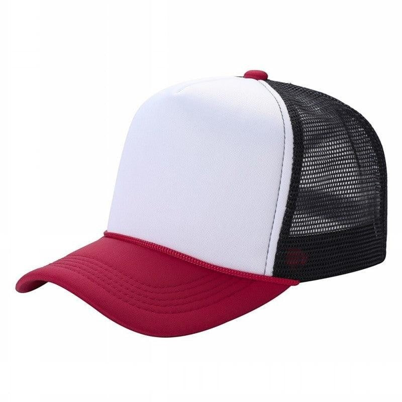 599 Adult 5 Panel Foam Trucker Cap White Red Black