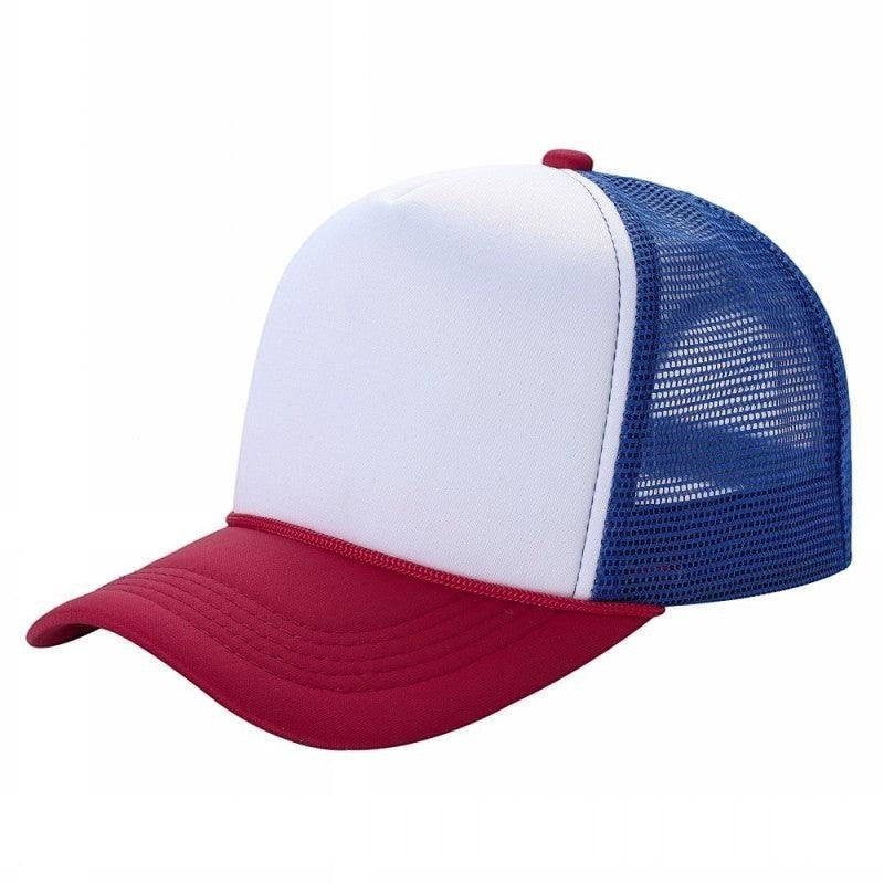 599 Adult 5 Panel Foam Trucker Cap White Red Royal