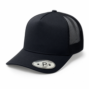 Black 5 Panel Curved Bill Mesh Snapback Cap #5PCM