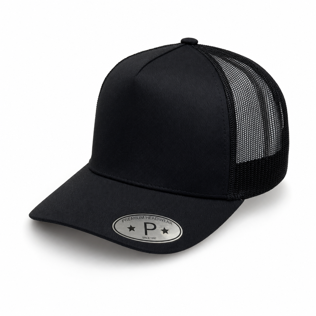 5 Panel Curved Bill Trucker Mesh Mexico Under Bill  #5PCMU-MEXICO in BLACK - Style 5PCMU-MX | Pro Cap