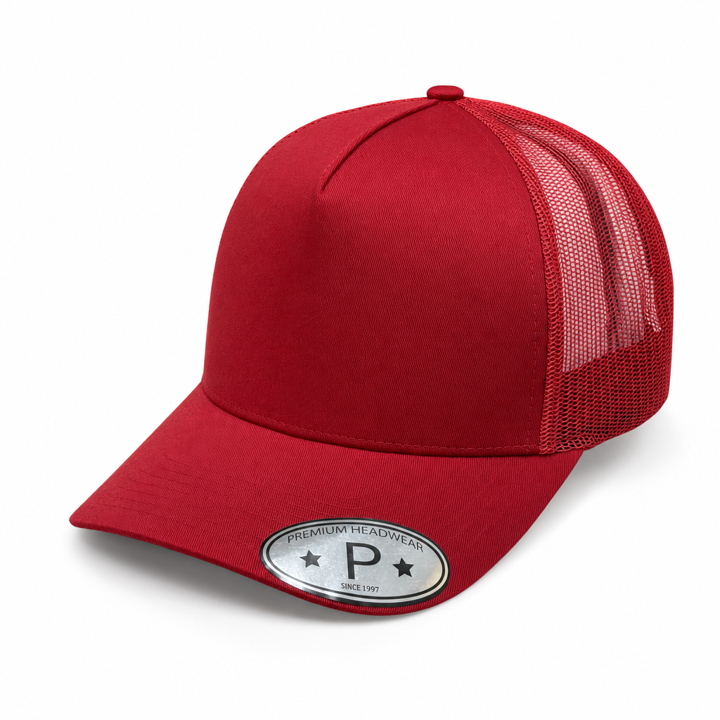 5 Panel Curved Bill Trucker Mesh Mexico Under Bill  #5PCMU-MEXICO in RED - Style 5PCMU-MX | Pro Cap