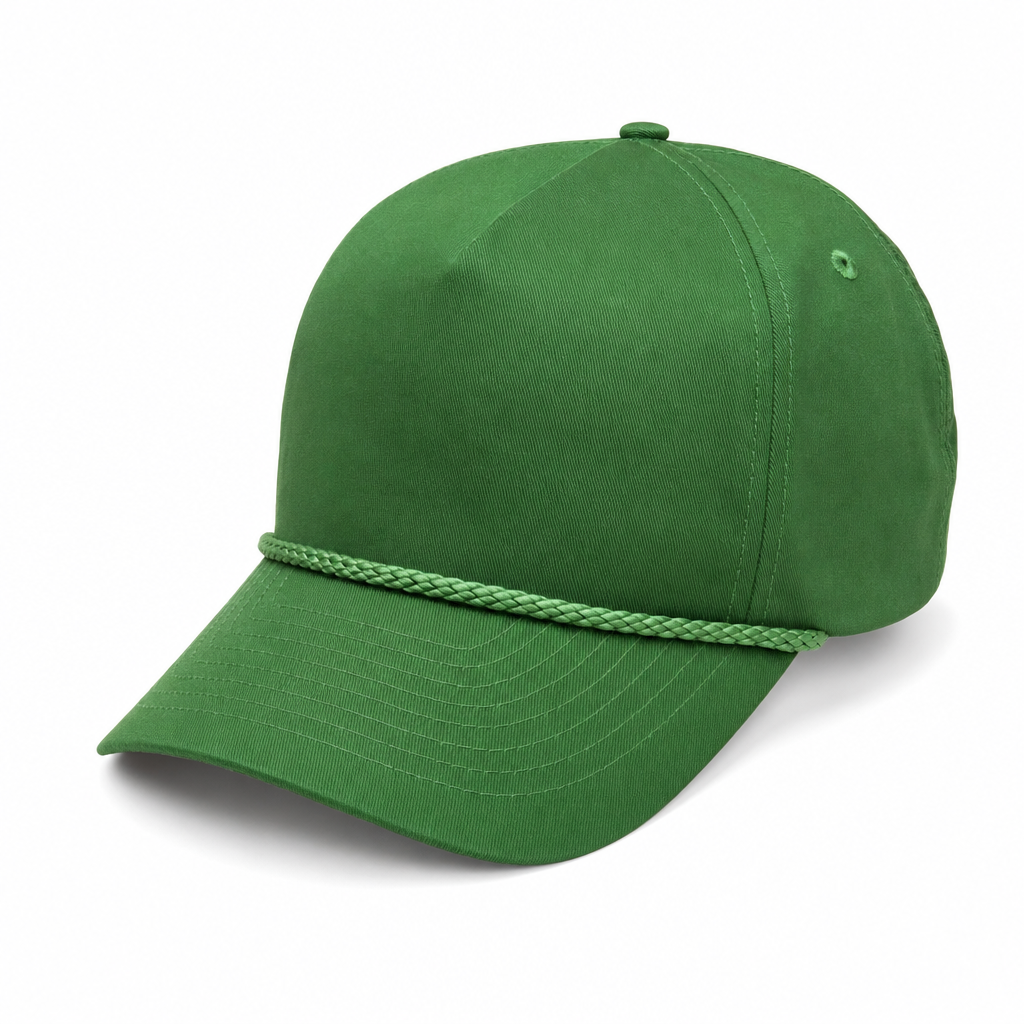 5 Panel Curved Bill Unstructued Rope Cap #5PCR-UNSTRUCTURED in K.GREEN - Style 5PCR-UNS | Pro Cap