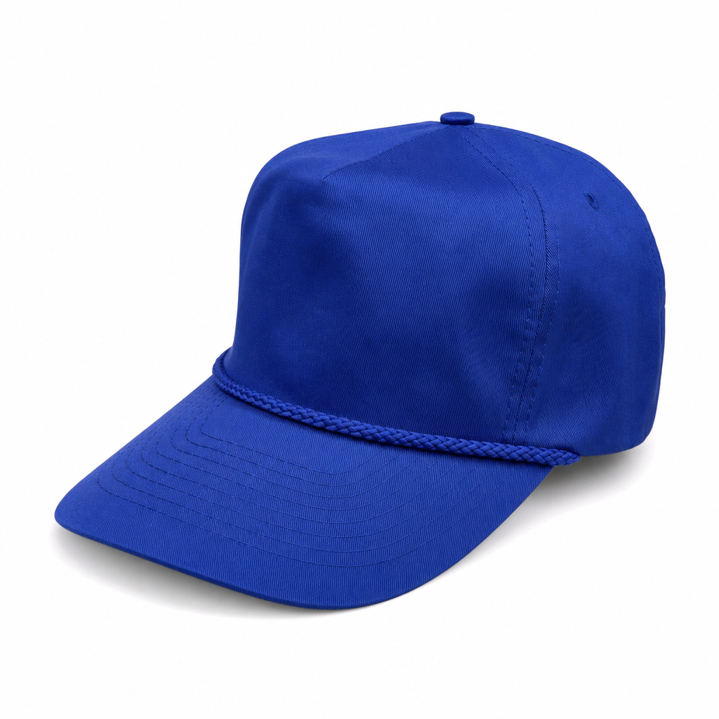 5 Panel Curved Bill Unstructued Rope Cap #5PCR-UNSTRUCTURED in ROAYL - Style 5PCR-UNS | Pro Cap
