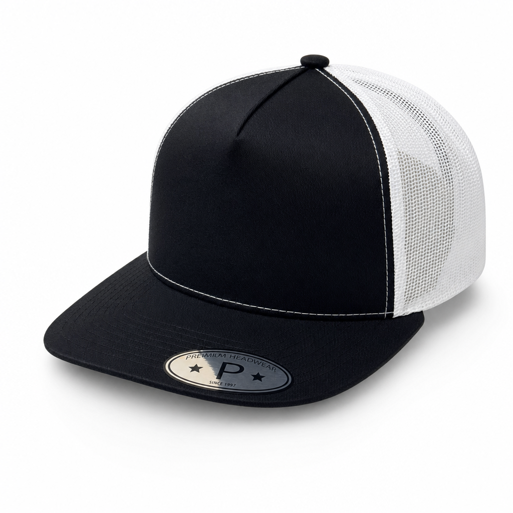 Royal 5Panel High Profile Flat Bill Mesh Trucker Cap