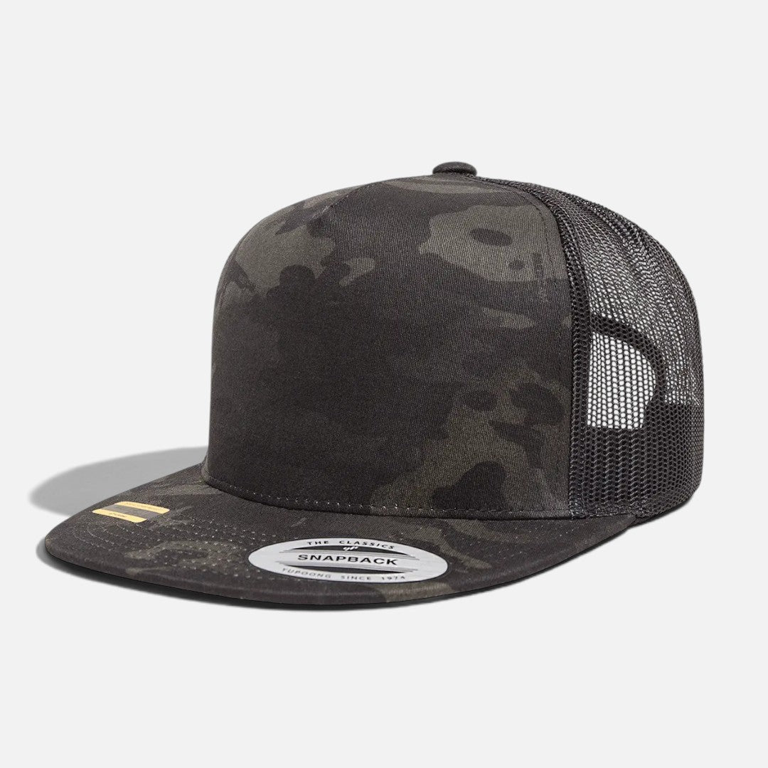 Black MultiCam YP Classic 6006MC wholesale six panel flat bill camouflage trucker mesh cap