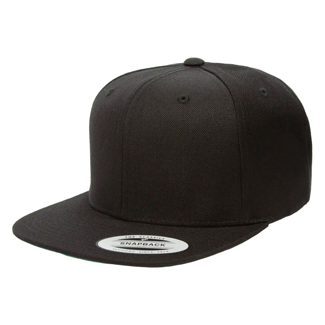 YUCLASSICS 6089M Flat Bill Snapback Cap Black