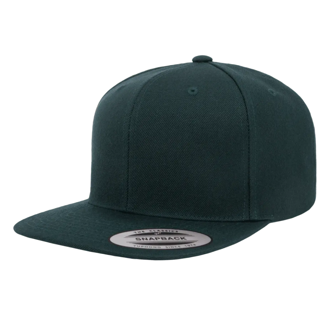 YUCLASSICS 6089M Flat Bill Snapback Cap Dark Green