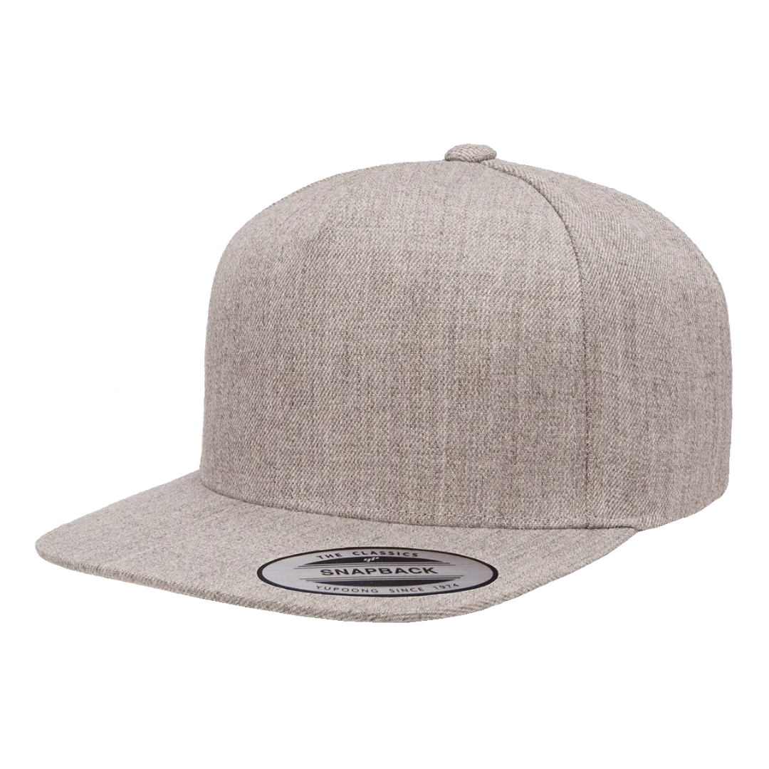 YUCLASSICS 6089M Flat Bill Snapback Cap Heather Grey