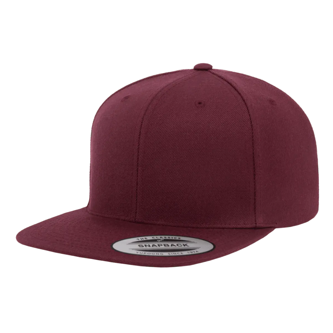 YUCLASSICS 6089M Flat Bill Snapback Cap Wine