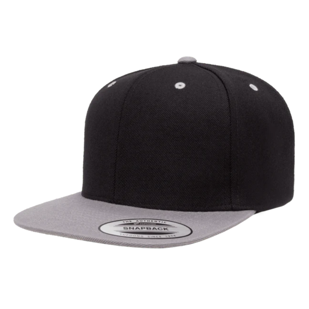 YUCLASSICS 6089MT Flat Bill Snapback Cap Black Grey