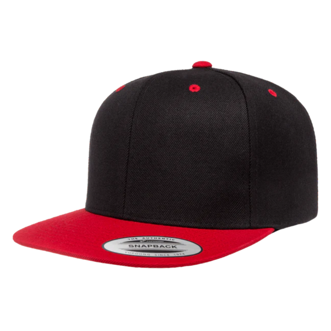 YUCLASSICS 6089MT Flat Bill Snapback Cap Black Red