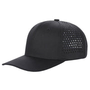 610L 6 Panel Laser Perforated Snapback Cap Black