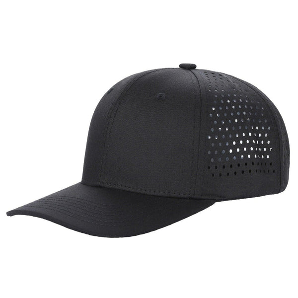 610L 6 Panel Laser Perforated Snapback Cap Black