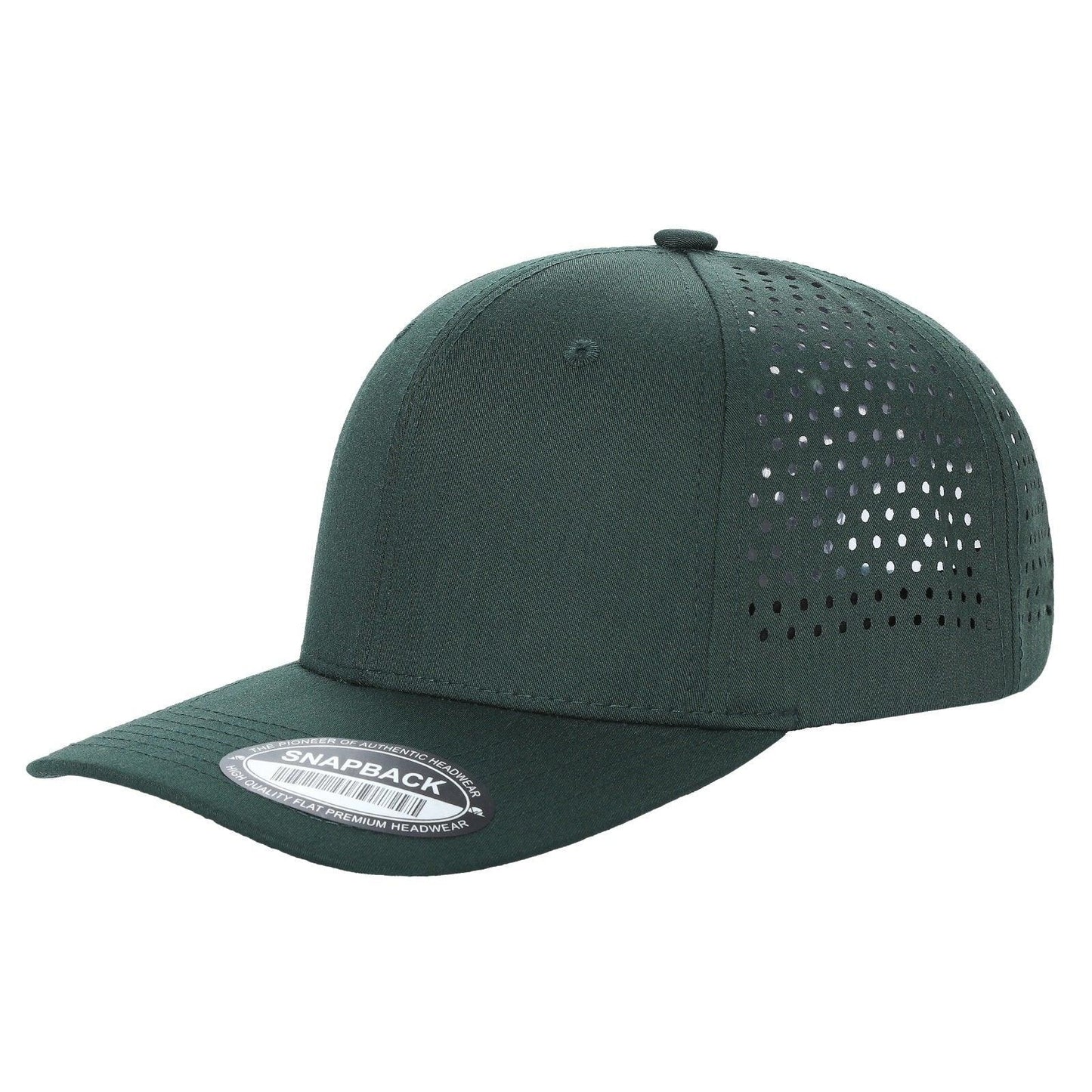 610L 6 Panel Laser Perforated Snapback Cap Dark Green