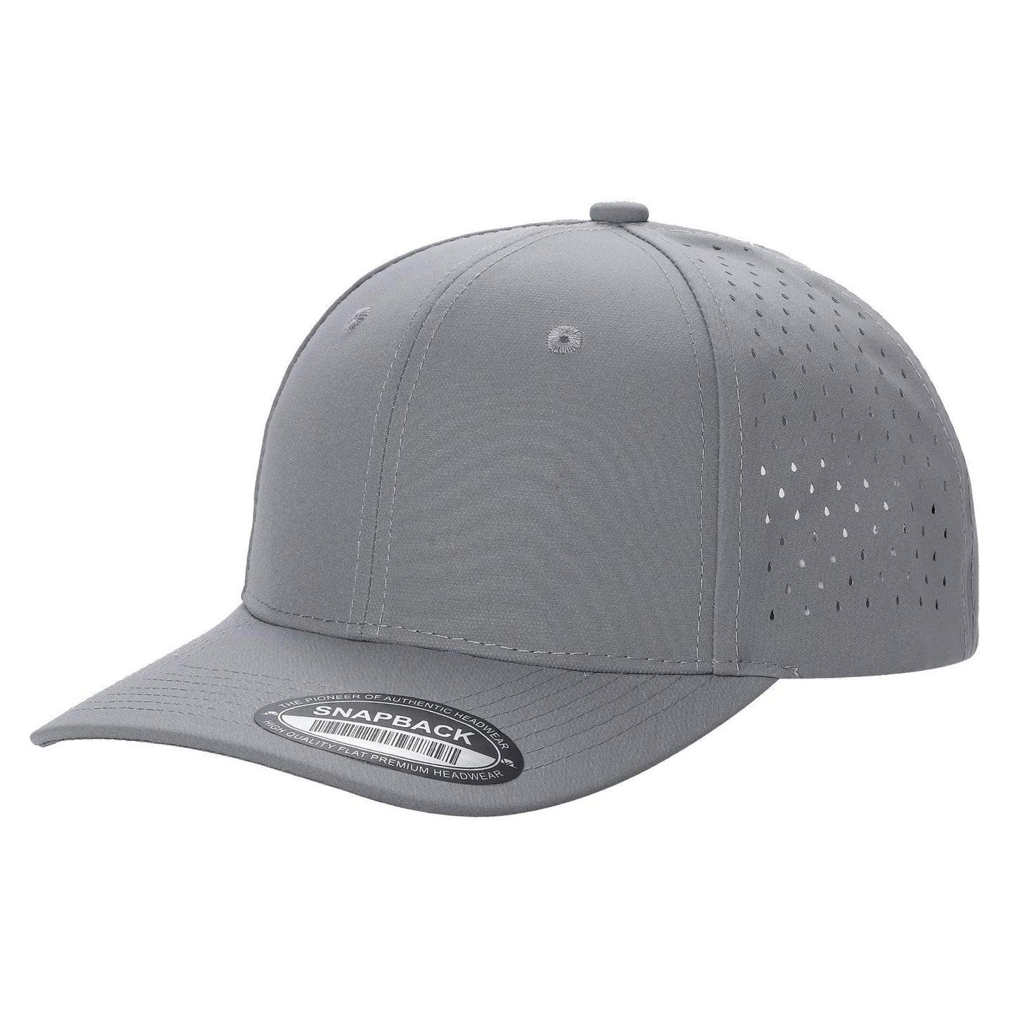 610L 6 Panel Laser Perforated Snapback Cap Grey