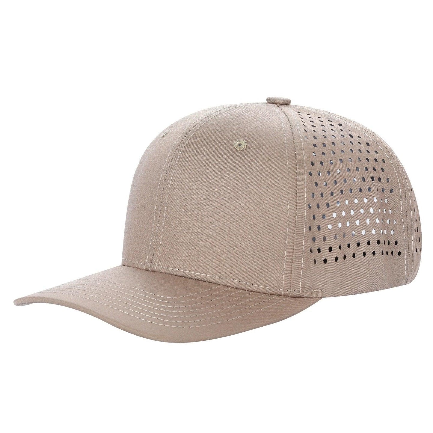 610L 6 Panel Laser Perforated Snapback Cap Khaki