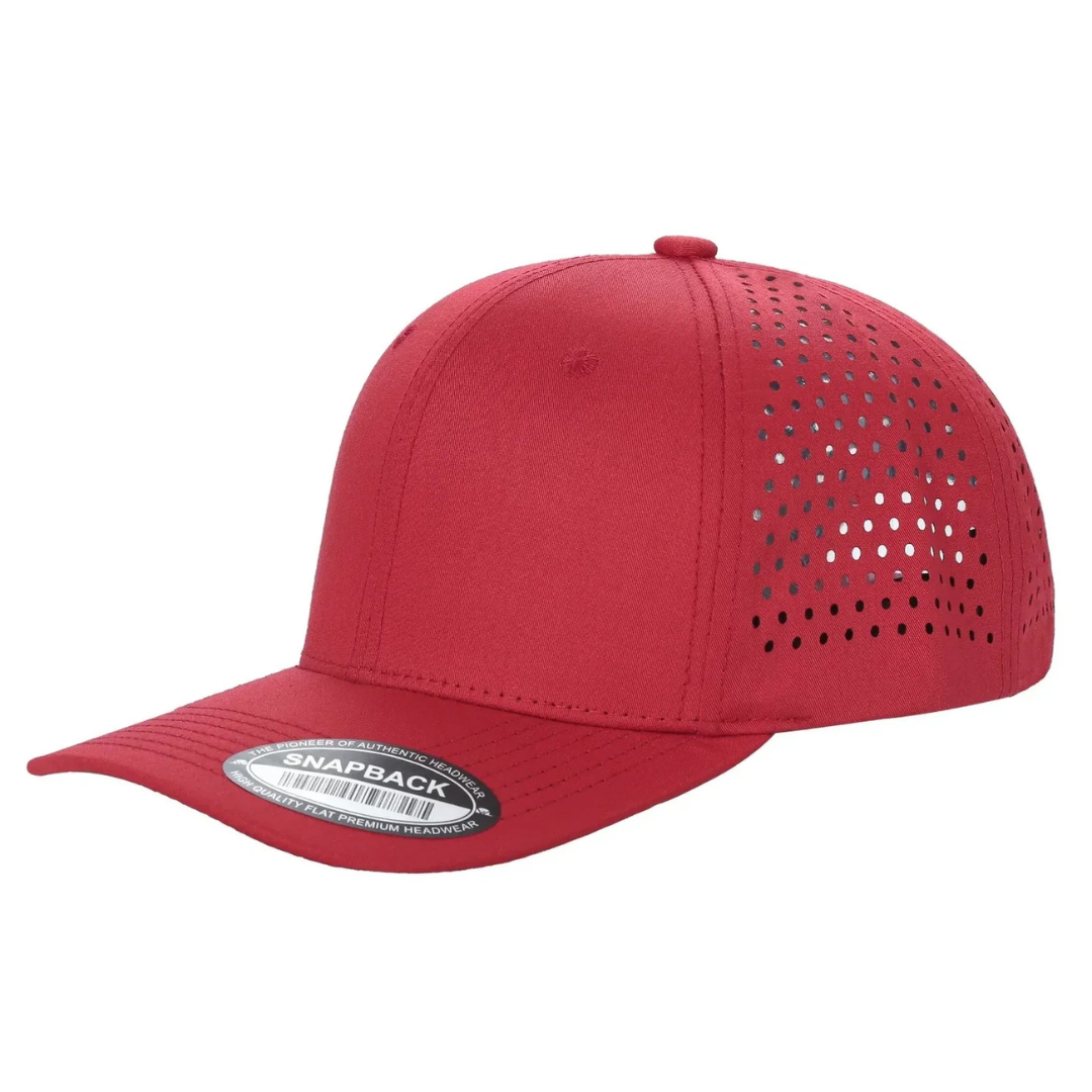 610L 6 Panel Laser Perforated Snapback Cap Red