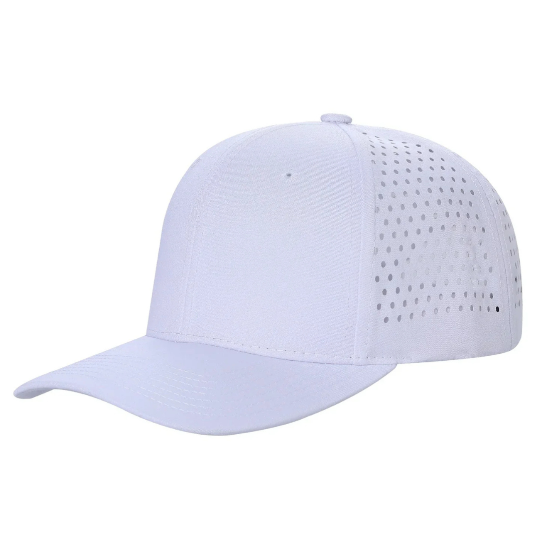610L 6 Panel Laser Perforated Snapback Cap White