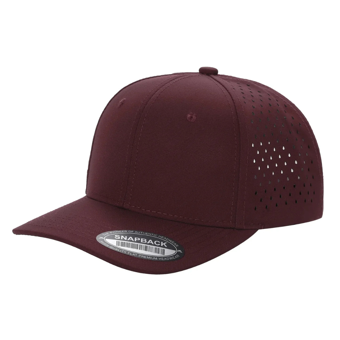 610L 6 Panel Laser Perforated Snapback Cap Wine